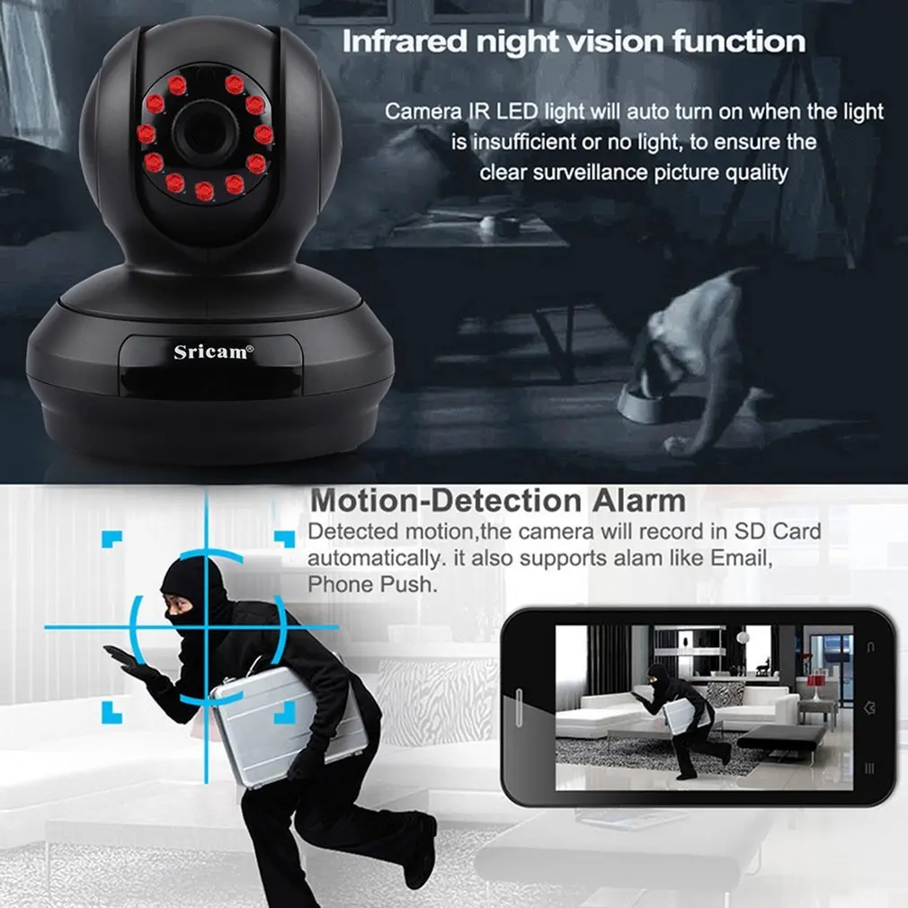 Per Sricam Sp019 1080P Hd di Sorveglianza Monitor Della Macchina Fotografica di Visione Notturna Wi