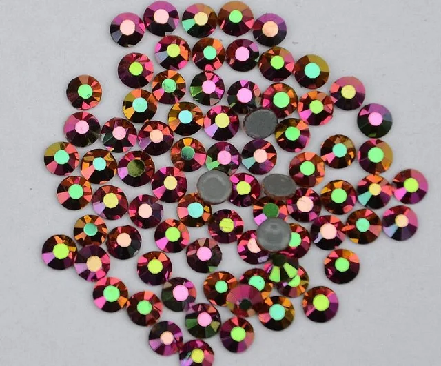 ss3,ss4,ss8,ss12,ss34 Hot fix Rhinestone Glitter Strass Flatback Glass Crystal Hotfix stones Iron on Rhinestones For Garment - Цвет: Rainbow Rose Gold He