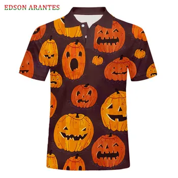 

Scary Halloween Pumpkin Print Polo Shirt Horror 3D Men's Short Sleeve Polo Shirt Brand hot sell Tops Tees Funny pattern Polo