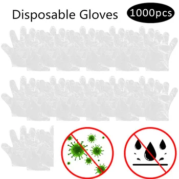 

1000/500Pcs Disposable Clear Gloves Food One-Off Plastic Gloves Restaurant Cleaning Kitchen Cooking BBQ Food Gloves Supplies
