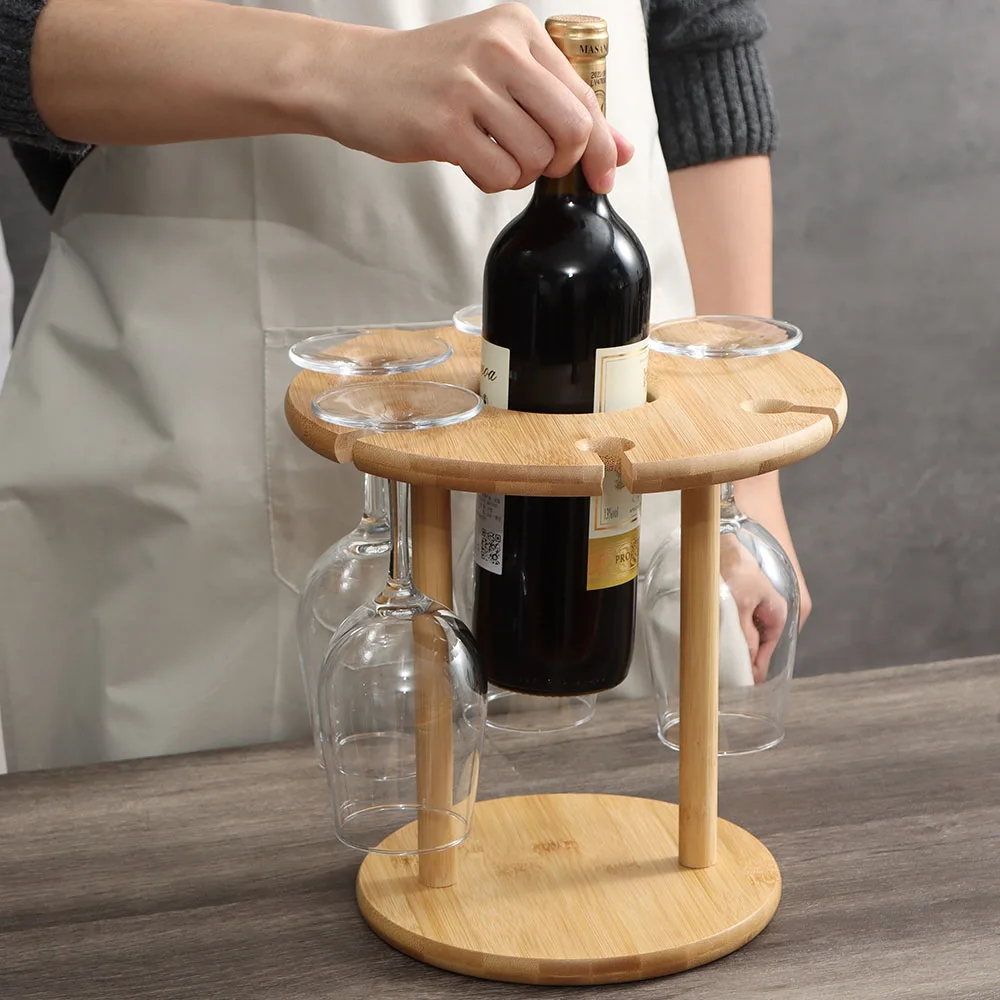 Wooden Wall Modern Wine Bottle Holder Storage Glass Stand Hanging