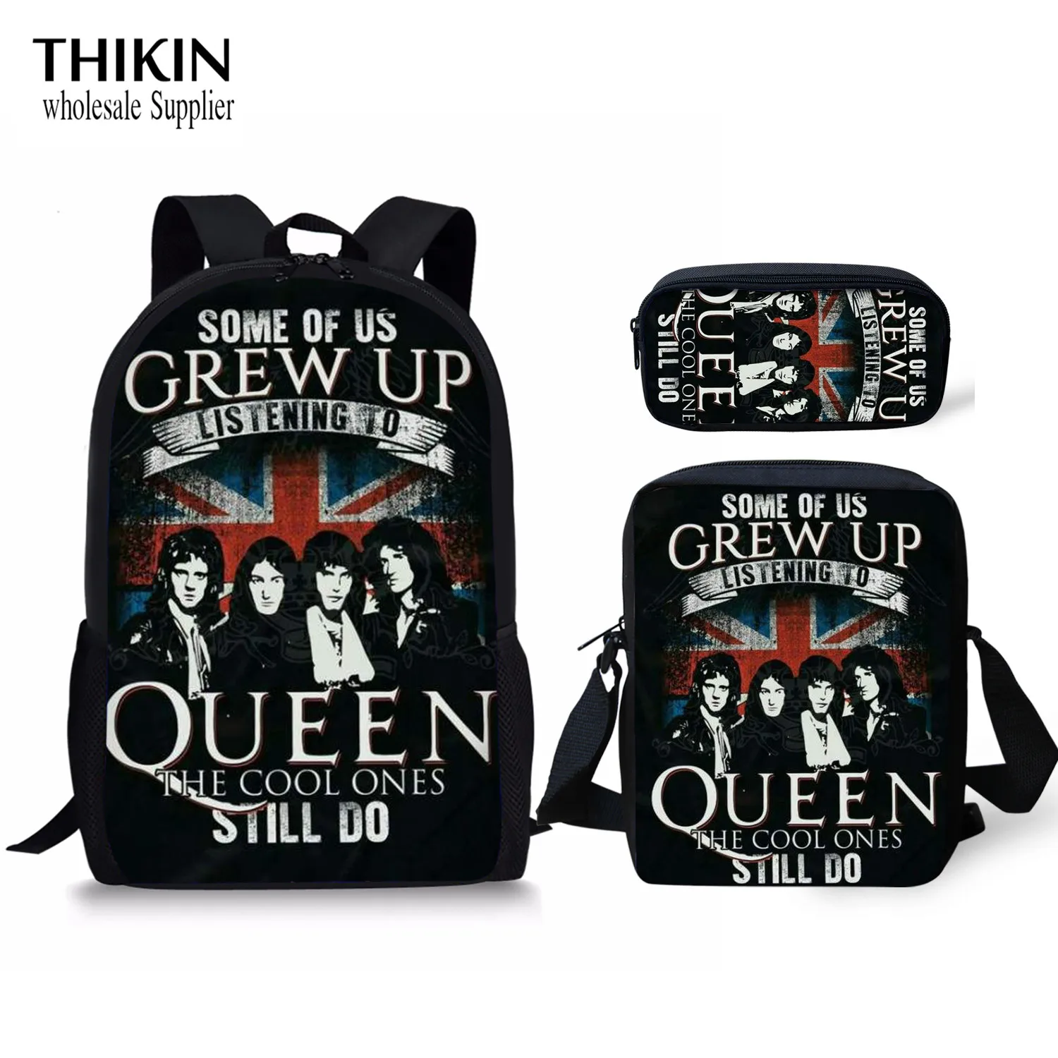 Детский Школьный рюкзак THIKIN Classic Band queen Rock Band с принтом, 3 шт., 16 дюймов, школьные сумки для девочек-подростков, новые детские сумки - Цвет: as picture