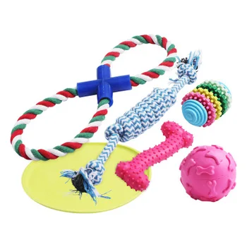 

6Pcs/Set Dog Puppy Toys Set Pet Rope Chew Toys Bite-Resistant Teeth Cleaning Exercise Toy