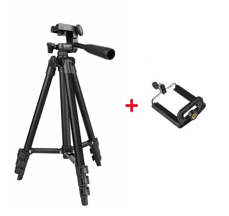 Портативный штатив для телефона iPhone Xiaomi HUAWEI Compact Video camera легкий для путешествий, походная подставка для телефона Tripode - Цвет: With Phone Clip