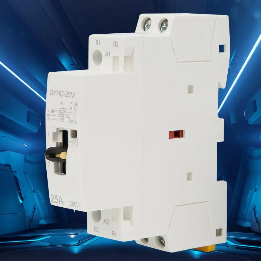 

2P Manual AC Contactor 25A 220V 50Hz DIN Rail Household Contactor with Manual Control Switch 2NO 2NC