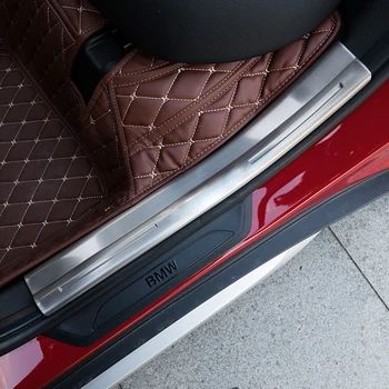 

4pcs Stainless Steel Door Sill Scuff Plate Trim Threshold Bar cover trim strips Pedal for BMW X1