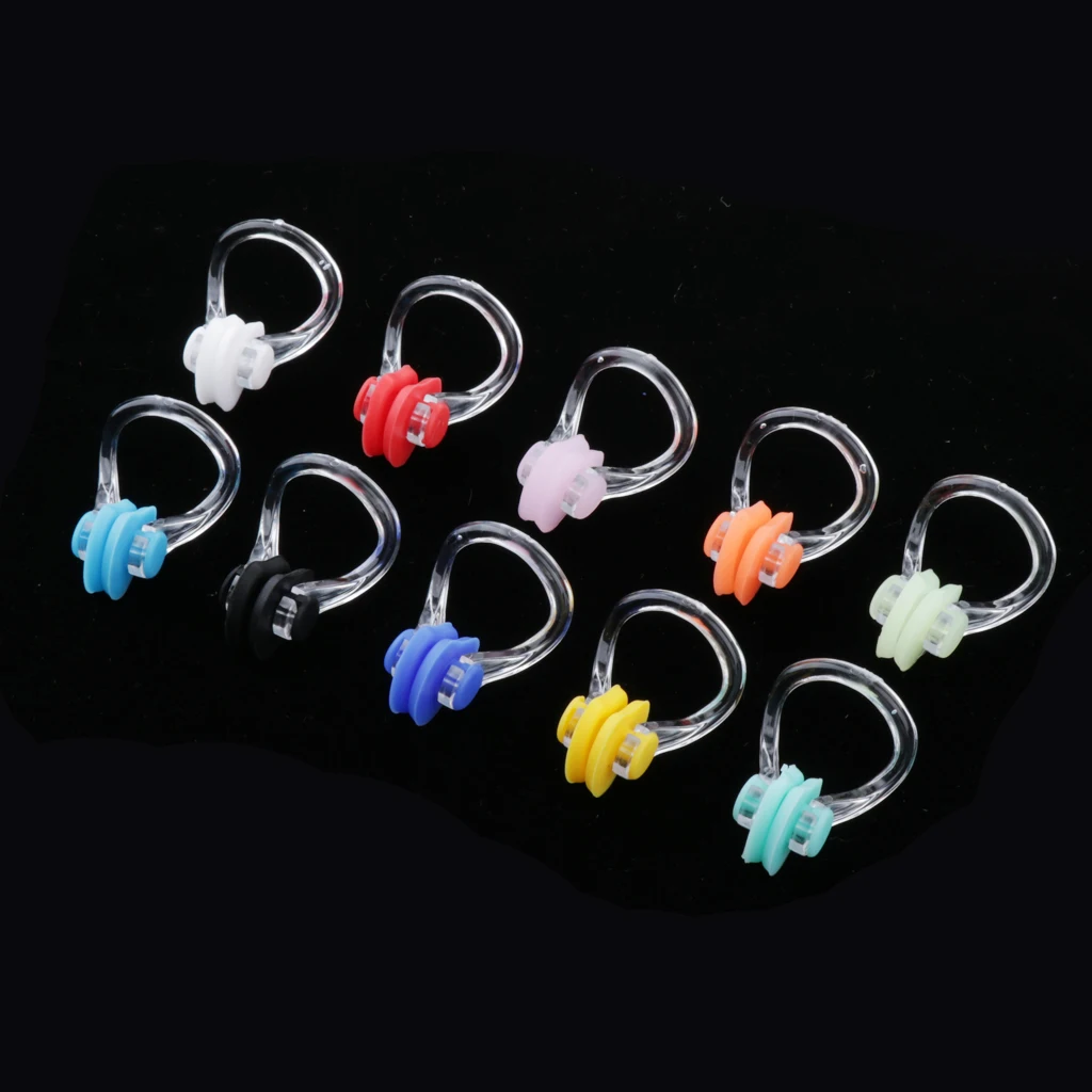 

10 Count Swimming Nose Clip Plugs Swimmer Gear Equipment Assorted Color