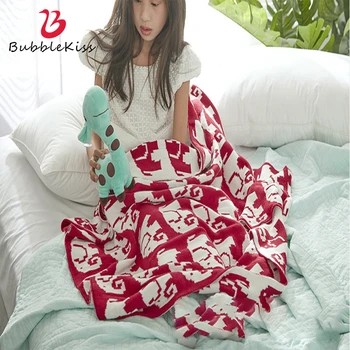 

Bubble Kiss Cotton Knitted Blanket Red Blanket On The Bed Blanket Cartoon Kids Room Throw Blanket Office Siesta Cover Blanket