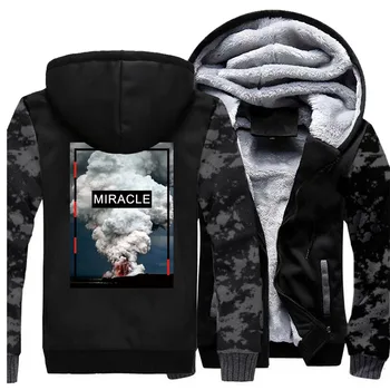 

Harajuku Thick Warm Jacket Streetwear Mens MIRACLE Windbreaker Jacket Volcanic Pattern Street Jacket Coat Winter Clothes