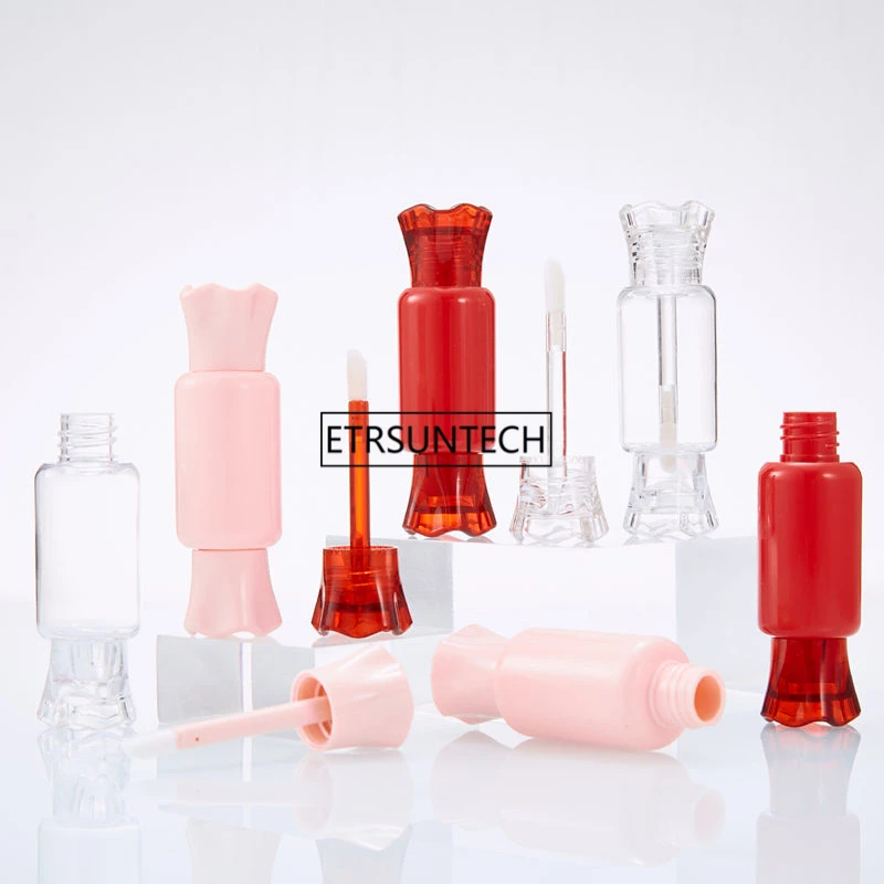 8ml Empty Clear Red Pink Gloss Tubes With Brush Plastic Cute Candy Shape Lip Cosmetic Sample Containers F20171401 | Красота и