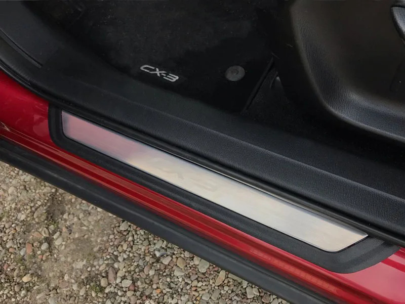 Автомобильный Стайлинг, подходит для Mazda CX-3 CX3, автомобильная накладка на Потертость, светодиодный наружный порог, отделка, добро пожаловать, педаль