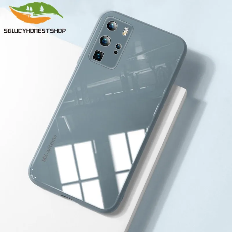 Роскошный стеклянный чехол для Huawei P30 P40 Pro Plus Mate 30 жидкий силиконовый мягкий