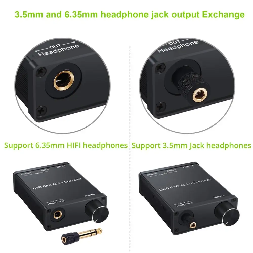 Neoteck USB to Coaxial S PDIF Converter Digital to Analog Signal with Headphone Amplifier USB Sound Card