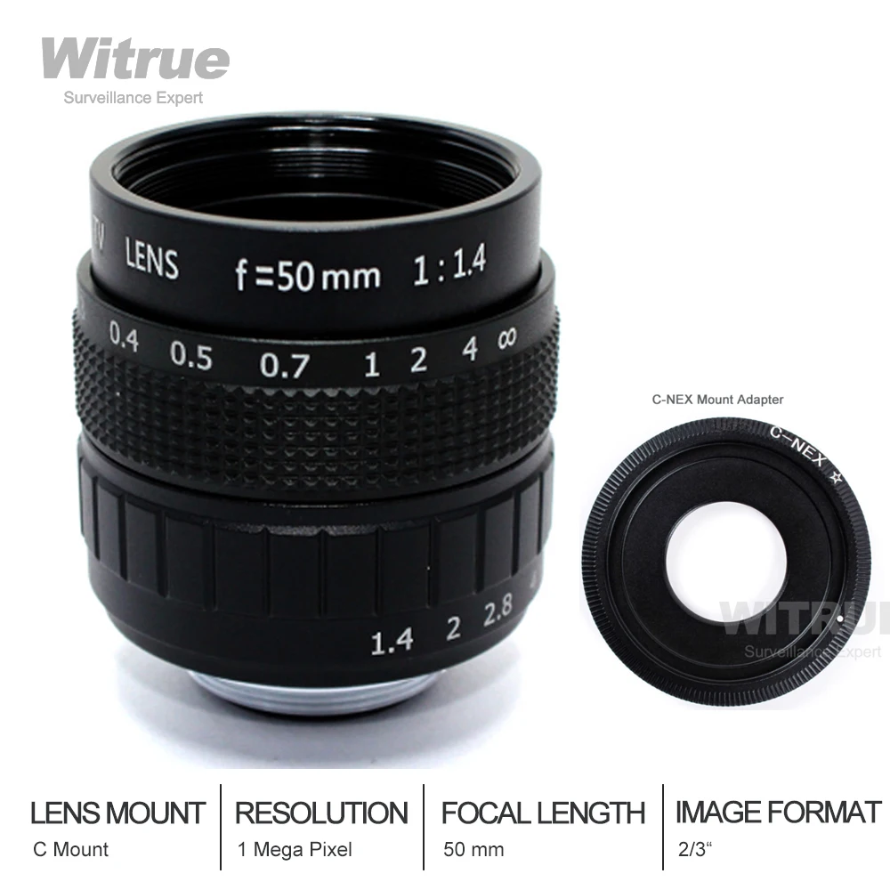 Объектив Witrue 50 мм F1.4 CC TV C-образное крепление макрокольцо для крепления Sony E Nex-5T