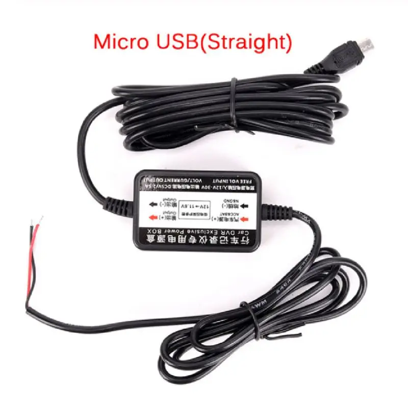 Мини USB Hardwire автомобильное зарядное устройство инвертор преобразователь напряжения для телефона планшета - Цвет: Черный