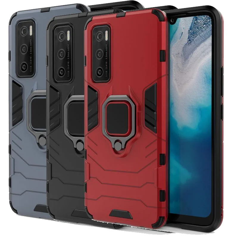 

VIVO V20 SE Case Armor With Finger Ring Car bracket PC+Silicone protection Shockproof Back Cover For VIVO V20 SE Phone Case