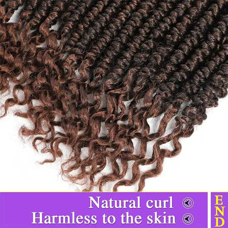 Fluffy 60g Curly End Senegalese Twist Crochet Hair Extensions For Black Woman Synthetic Ombre Braiding Hair Crochet Braid