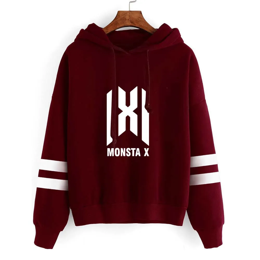 Толстовка с капюшоном MONSTA X Kpop в Корейском стиле пуловеры топы женские толстовки
