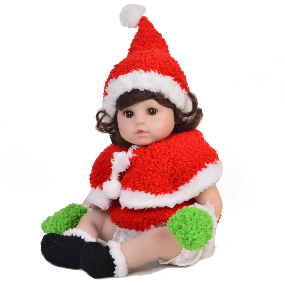 

45cm Silicone Reborn Babies Christmas Dress Up Little Girl Doll Toys Newborn Baby education props Doll Fashion Birthday Gift