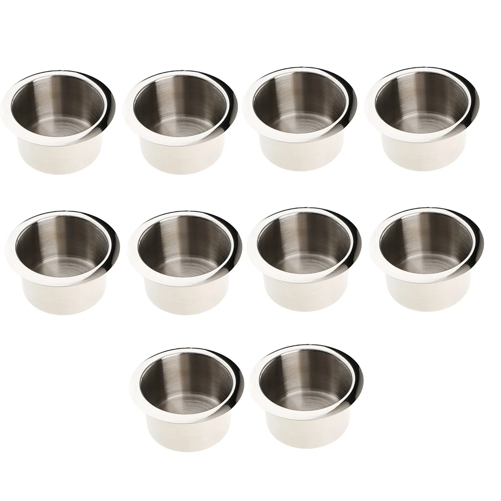 10 PCS SMALL STAINLESS STEEL POKER TABLE DRINK CUP HOLDER REGULAR SIZE RV CHAIR 
