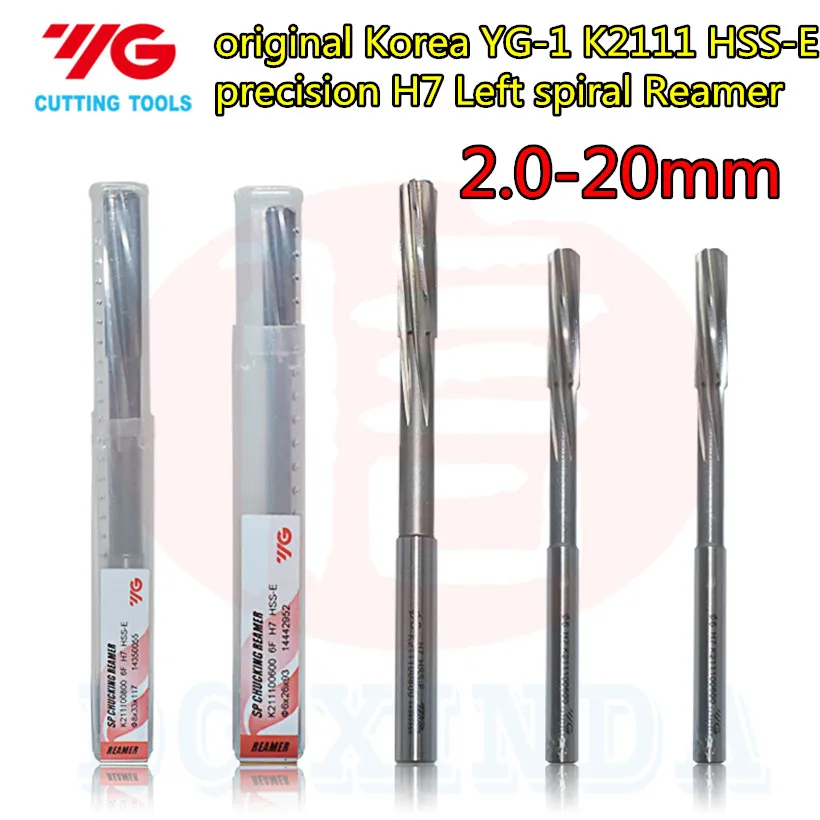 HSS Reamer Steel Reamer Tools D2.0-D20.0 original Korea YG-1 K2111 HSS-E precision H7 Left spiral Reamer Processing: stainless steel and steel, etc