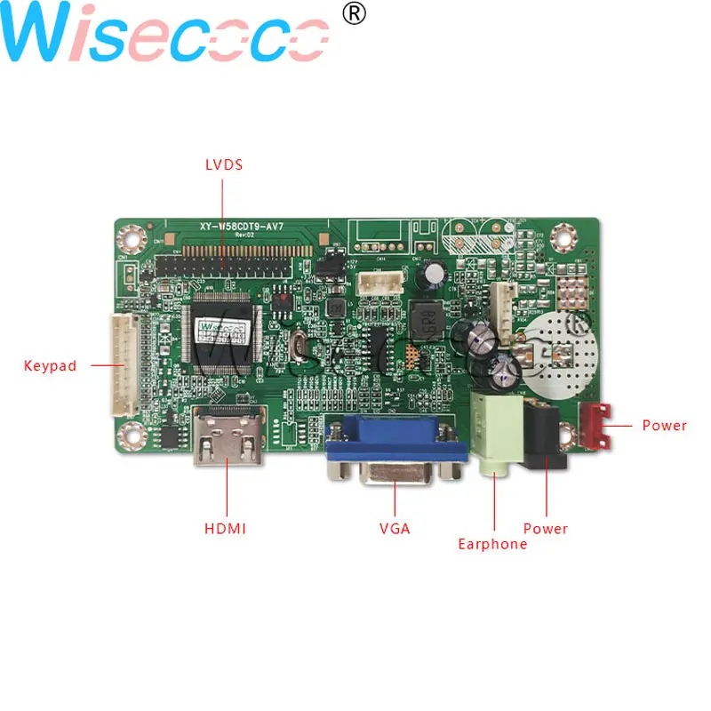 Wisecoco 12,3 дюймов высокая яркость 700 нит 1920*720 LVDS 40 контактов VGA HDMI наушники Драйвер плата для автомобиля Автомобильный дисплей