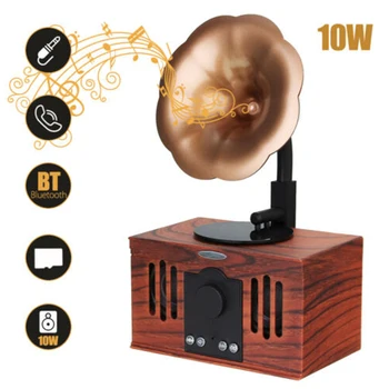 

Party Wireless Bluetooth Speaker Gramophone Shape Support TF Card Music Player Retro Electric Rechargeable Aux Stereo Subwoofer