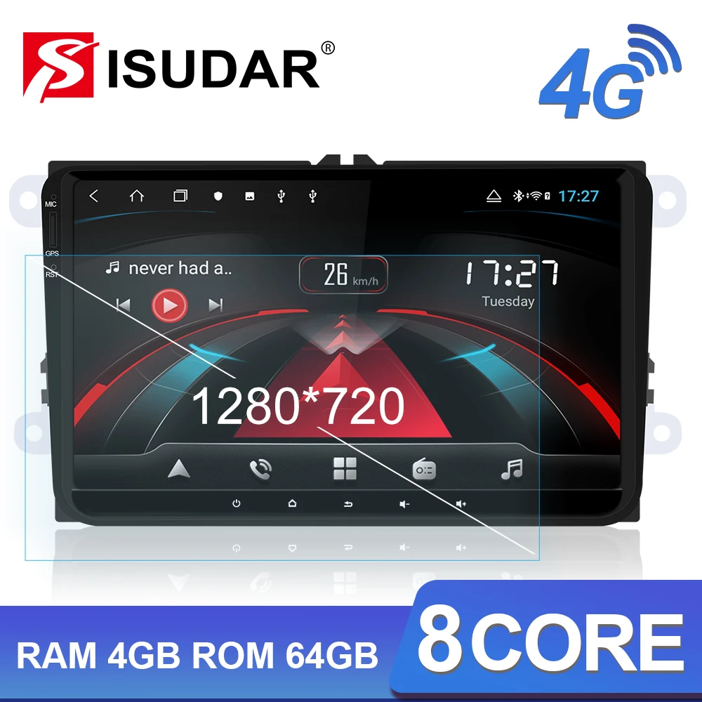 Isudar H53 4G Android авто радио для VW/Volkswagen/PASSAT/POLO/Golf/Skoda/Seat автомобиля Мультимедиа GPS 1 Din 8