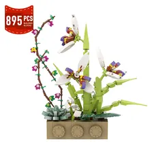 

Moc Constructor Orchid Potted Plants Living Room Decorations Bouquets Plants Friend Building Block Children Toy Gift for Girl