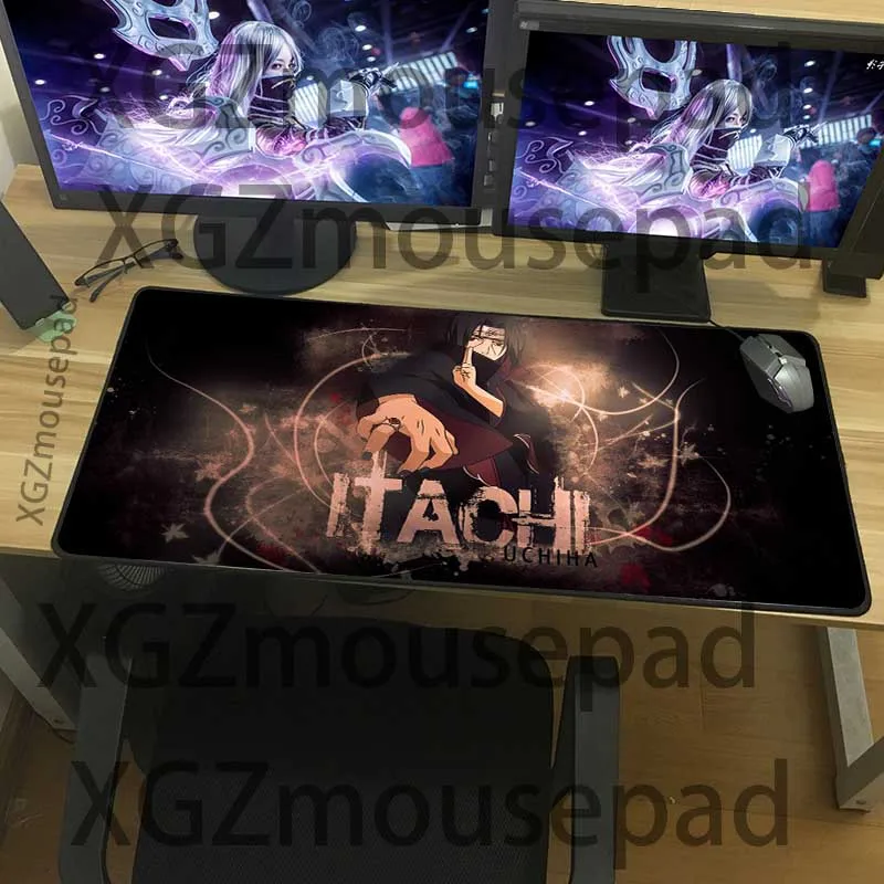 XGZ Large Mouse Pad Black Lock Edge Handsome Boy Uchiha Itachi Computer Table Mat Naruto HD Rubber
