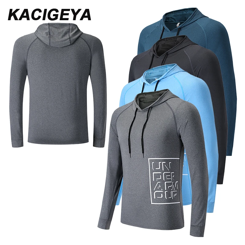 

Outdoor Sports Coat Men Fitness Running Long Sleeves Autumn Winter Hooded Print Sweatshirt Gym Training Men's Jacket
