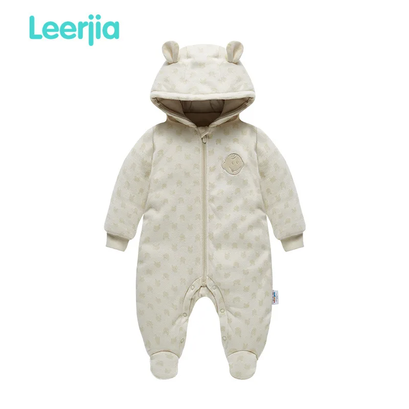 

Leerjia Autumn And Winter New Style Men And Women Baby Plain Color Colored Cotton Romper Baby Jumpsuit Warm Onesie