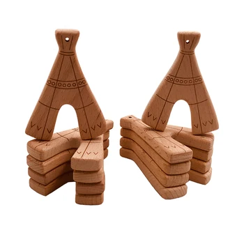 

10pcs Cartoon Tower Baby Wooden Teether Beech Wood Teething Toys Montessori Inspired Nursing Pendant Baby Teether diy