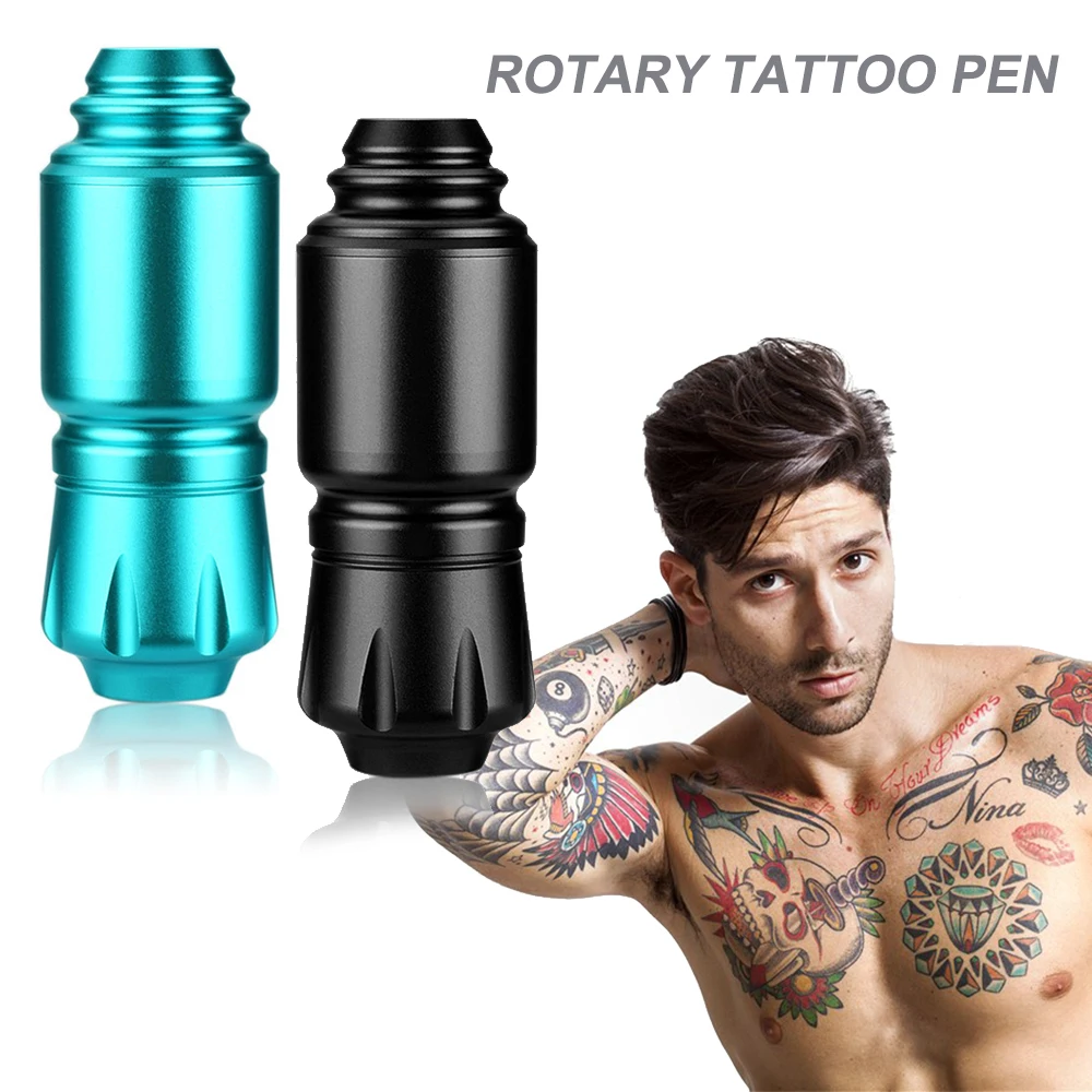 

Two Colors Options Rotary Tattoo Pen Rotary Tattoo Machine Aluminum Alloy Carved Short Pen RCA Cord for Tattoo Supplies