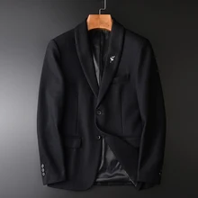 Minglu черный мужской блейзер роскошный шерстяной деловой и повседневный толстый Мужской Блейзер плюс размер 4xl осеннее и зимнее, зауженное мужской блейзер