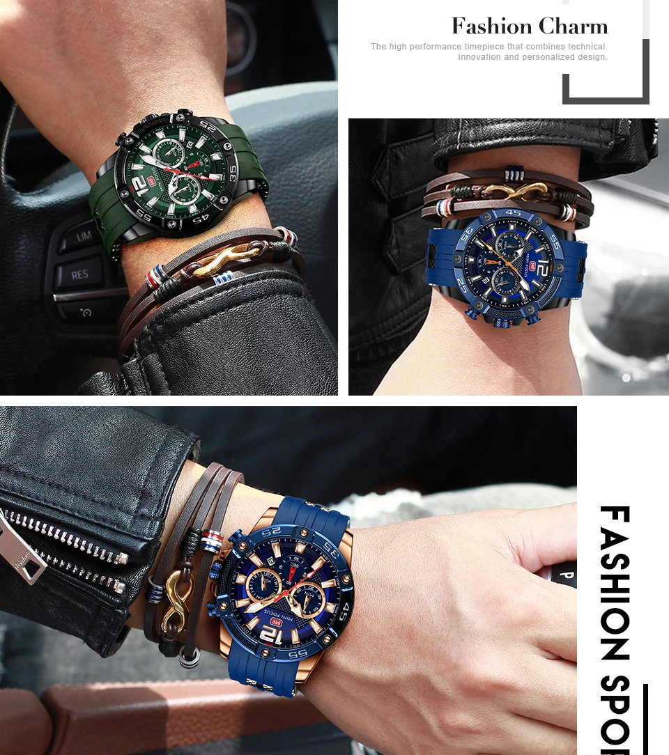 Military Mens Watches Quartz Clock Silicone Strap Multifunction Luminous Sports Casual Watch MINI FOCUS