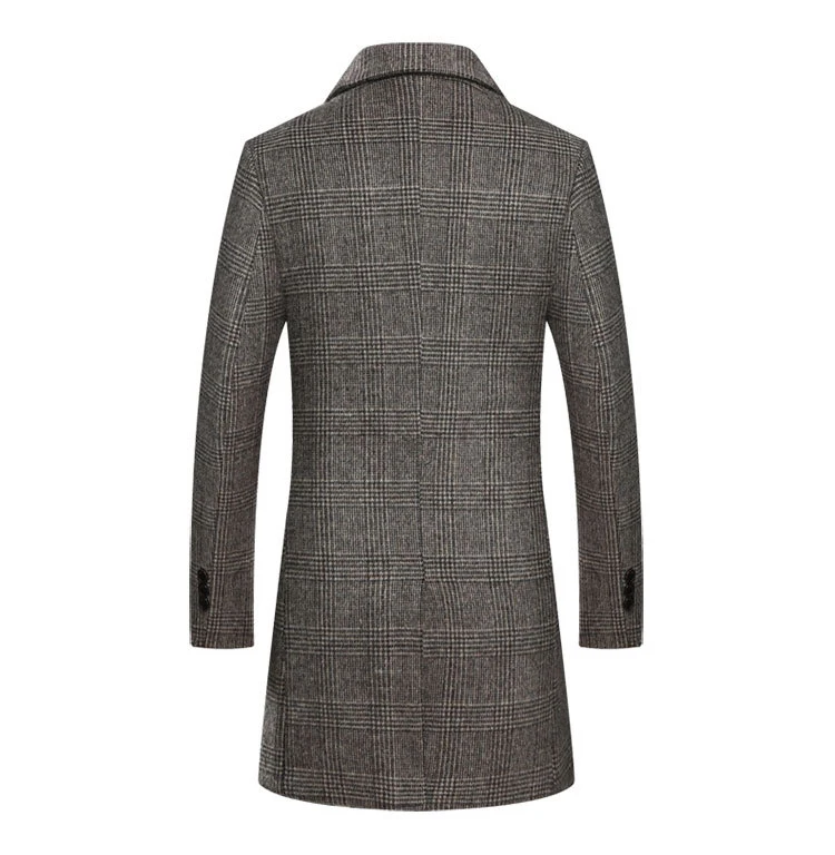 Зима длинный плотный теплый мужской Тренч отличное качество Slim Fit мужское шерстяное пальто