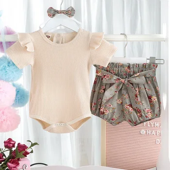 

Cute Romper Baby Girls Clothes Set Jumpsuit Rompe Toddler Newborn Outfits Set Hot Sale Ruffle Playsuit For Newborn