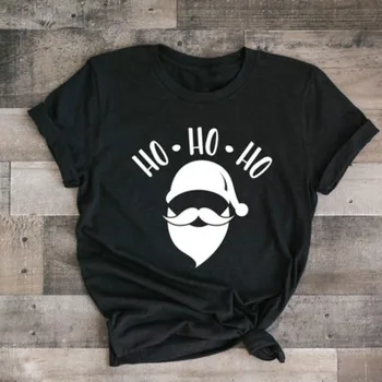 

Sant Claua Ho Ho Ho Letter Print T Shirt Women Short Sleeve O Neck Loose Tshirt 2020 Summer Fashion Women Tee Shirt Tops