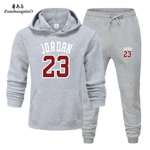 light grey Новинка брендовая Новая мода JORDAN 23 Мужская спортивная одежда с принтом мужские толстовки пуловер хип-хоп мужской спортивный костюм толстовки Одежда - Цвет: light grey