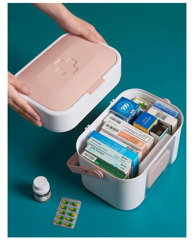 Медицинский аварийный контейнер Органайзер аптечка и коробка для таблеток два в одном аварийный контейнер Настенный Набор для лекарств пластиковый контейнер