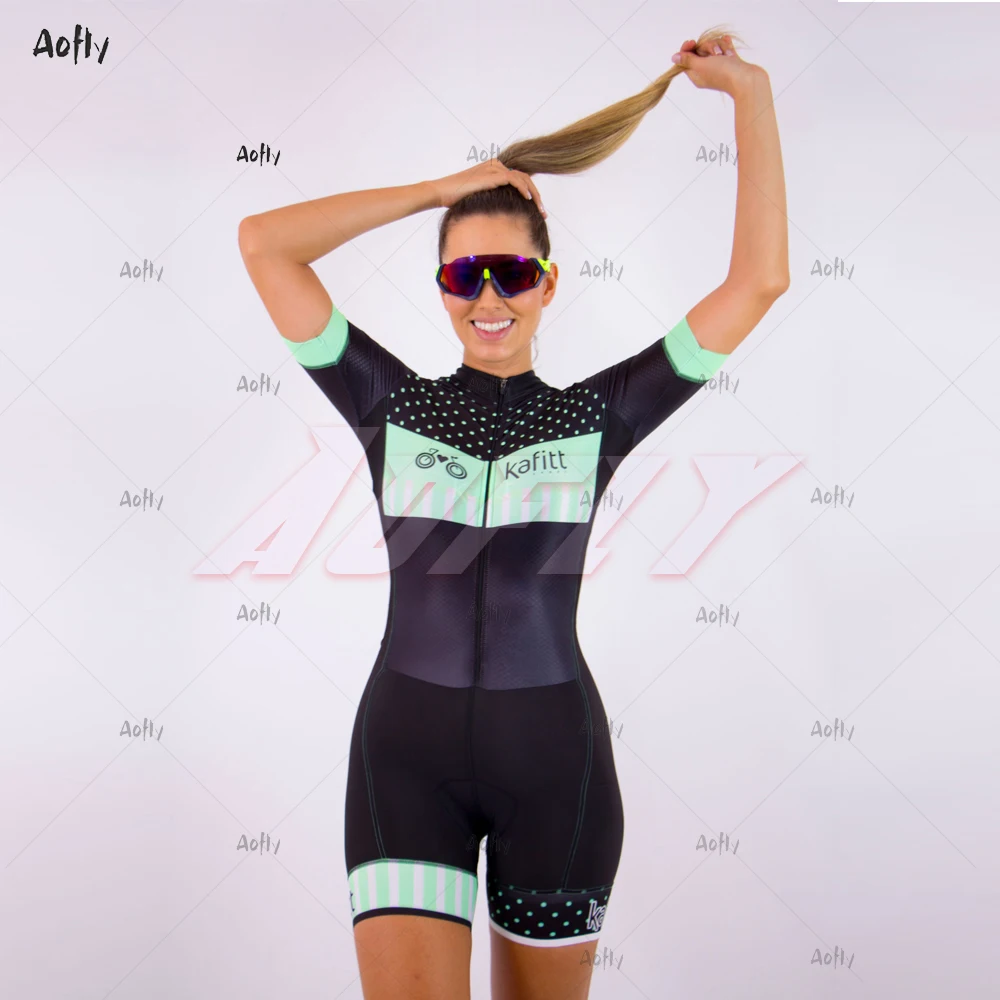 

KAFITT Women's profession triathlon suit clothes Cycling jersey skinsuits Circle bicycle 3 colors jumpsuit kits pink thin pad