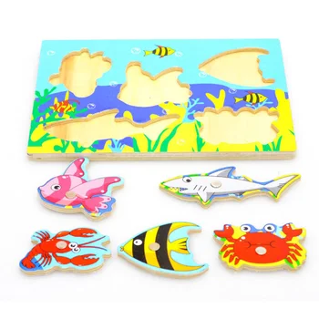 

Children Fishing Toy Kids Educational Wooden Magnetic 3D Funny Fishing Game Toys Exercise Baby's Patience Outdoor Toy 1