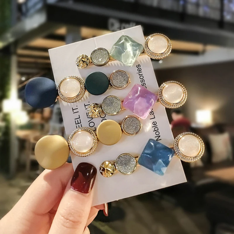 

2019 Fashion Sweet Girl Hair Clips Retro Simple small fresh edge clip Alloy BB Handmade INS Headband Hair Accessories Hair clips