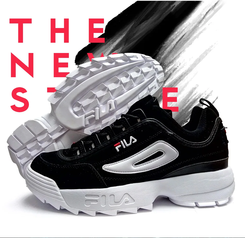 FILA Disruptor II 2 Running Shoes Summer Sport Shoe Men Breathable Zapatillas Women Increased Sneakers size 36-44 Black White