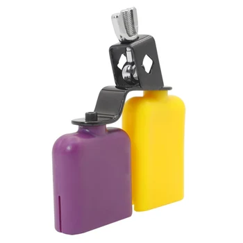 

Sport Games Wedding Cow Bell Drums Percussion Instruments Orange & Purple Cow Bell Wooden Fish Cattle Bell For Cheers