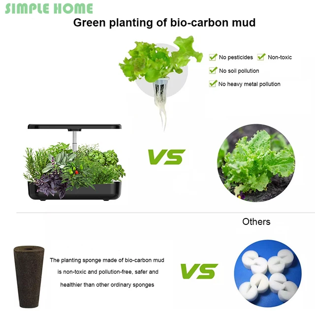 Sistema di coltivazione idroponica per giardino interno con macchina per piantare intelligente senza suolo non tossica con luce di coltivazione a LED 6