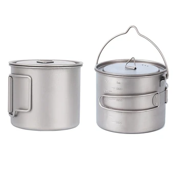 

Titanium Cup 550Ml Ultralight Portable Pot Titanium Water Mug Cup & 1100Ml Pure Titanium Pot Titanium Water Mug Cup with Lid and