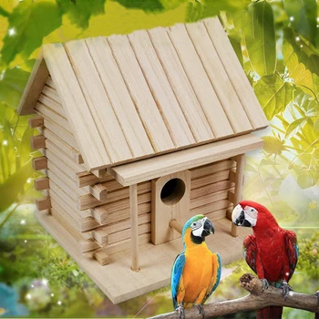 

Wooden Bird House Warm Bird Breeding Box Outdoor Nest Hut Pet Toy Wall-Mounted For A Variety Of Bird Rest And Play