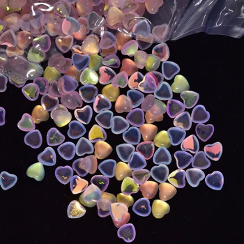 

100 Pcs Love Heart Nail Rhinstones Colorful Stones Gems For Nail Art Decoration Manicure Tips Strass Nail Art Accessory JZ13